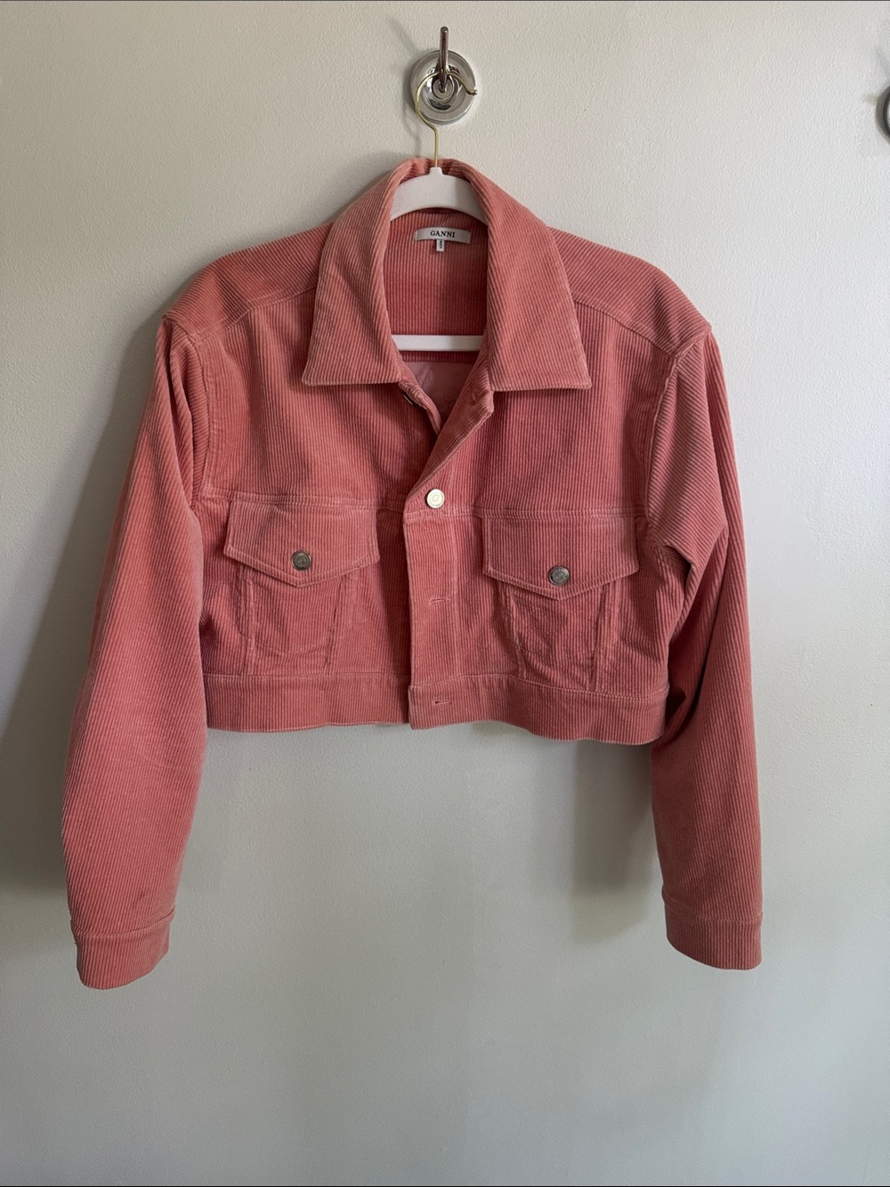 Ganni Cropped Corduroy Jacket in Rose